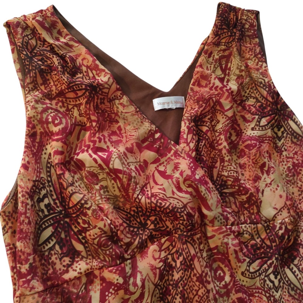Monroe and Main Maxi Dress Sleeveless Orange Flowing Boho Hippie Womens XL SEE